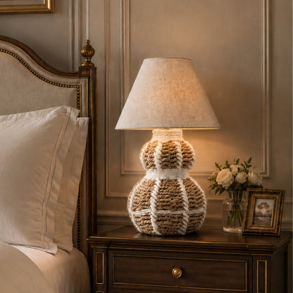 ASTERA TABLE LAMP - NATURAL/IVORY - HAND MADE - JUTE/WOOL