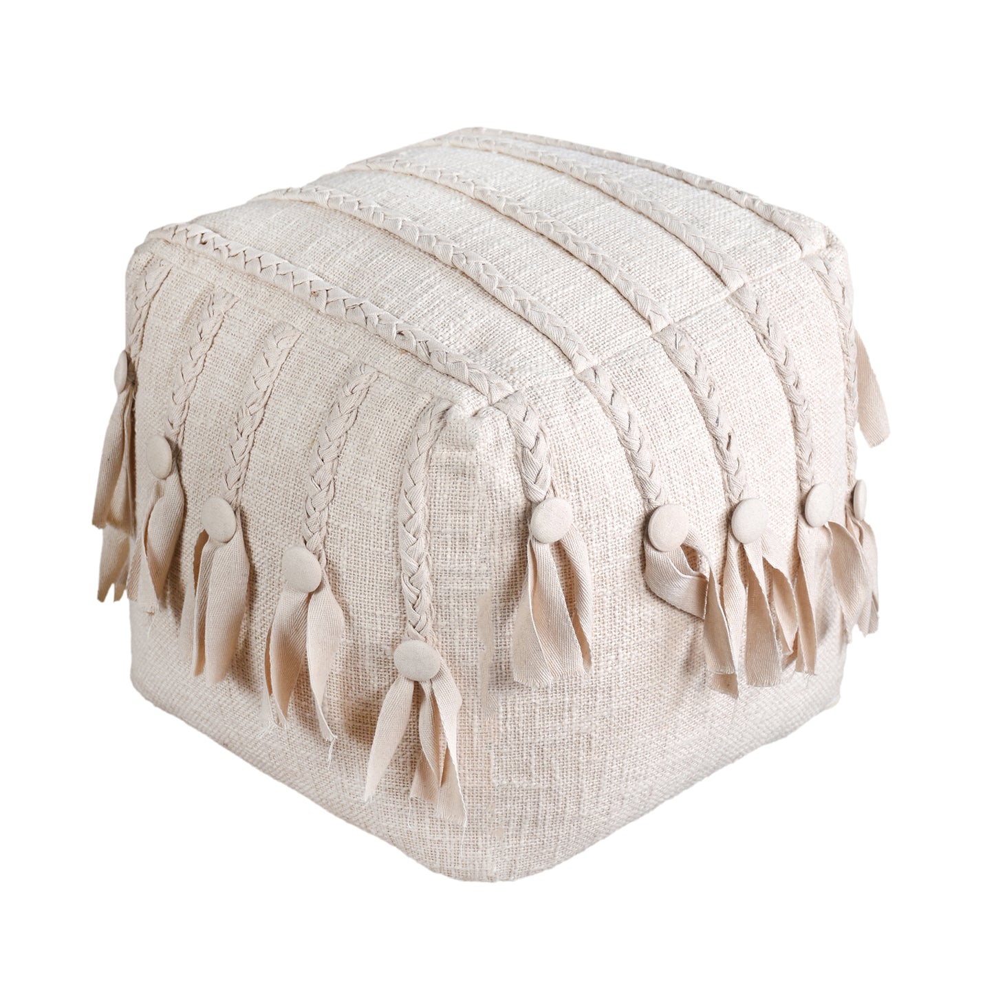 AUDUBON POUF - IVORY - HAND MADE - COTTON