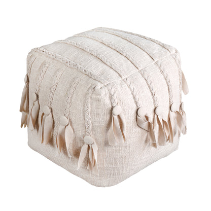 AUDUBON POUF - IVORY - HAND MADE - COTTON