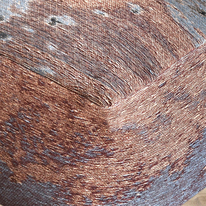 Auray Pouf, Cotton Chenille, Rust, Jaquard Durry, Flat Weave