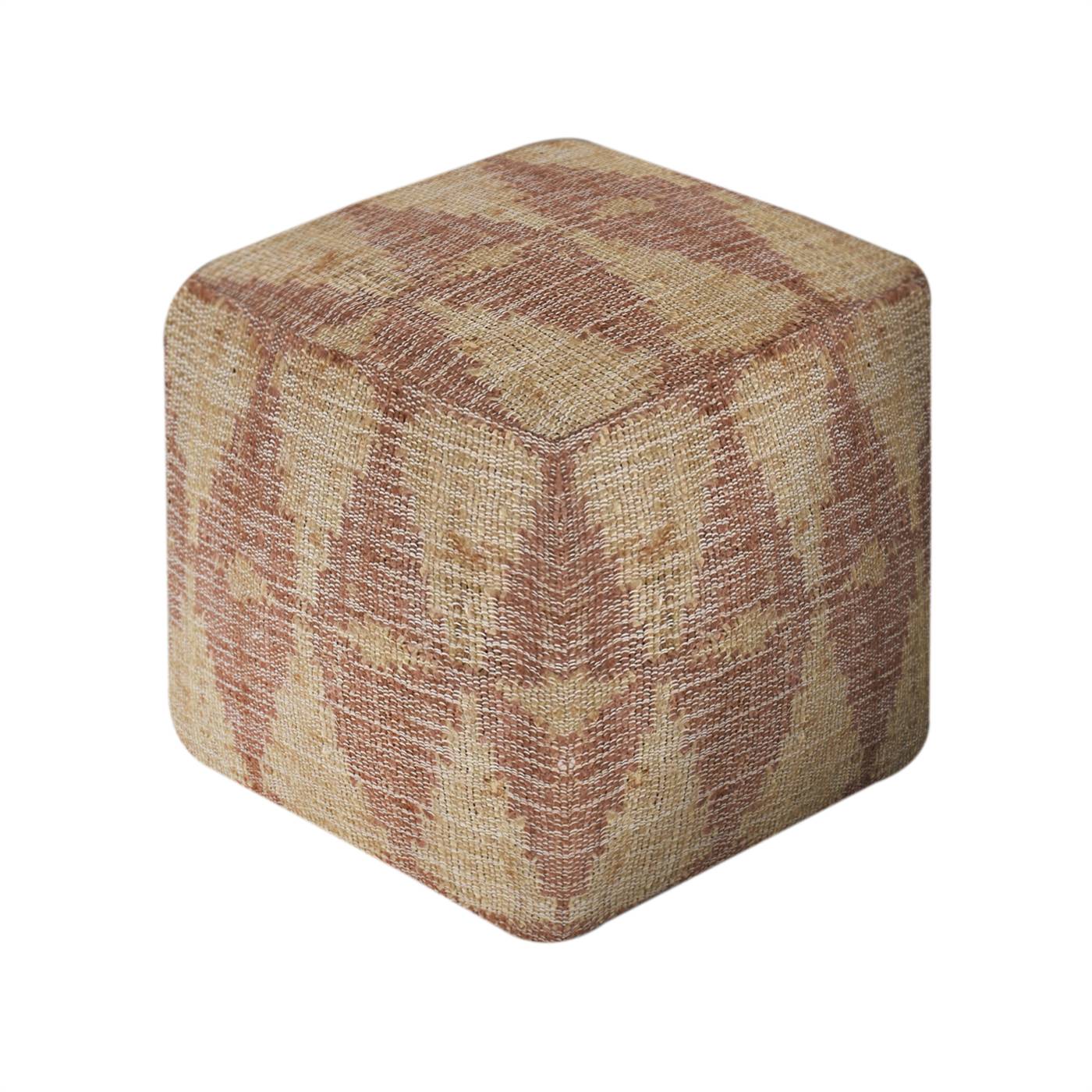 Ayudar Pouf, 40x40x40 cm, Rust, Jute, Punja Kelim, Punja, Flat Weave