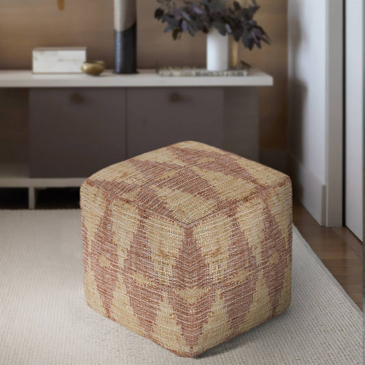 Ayudar Pouf, 40x40x40 cm, Rust, Jute, Punja Kelim, Punja, Flat Weave