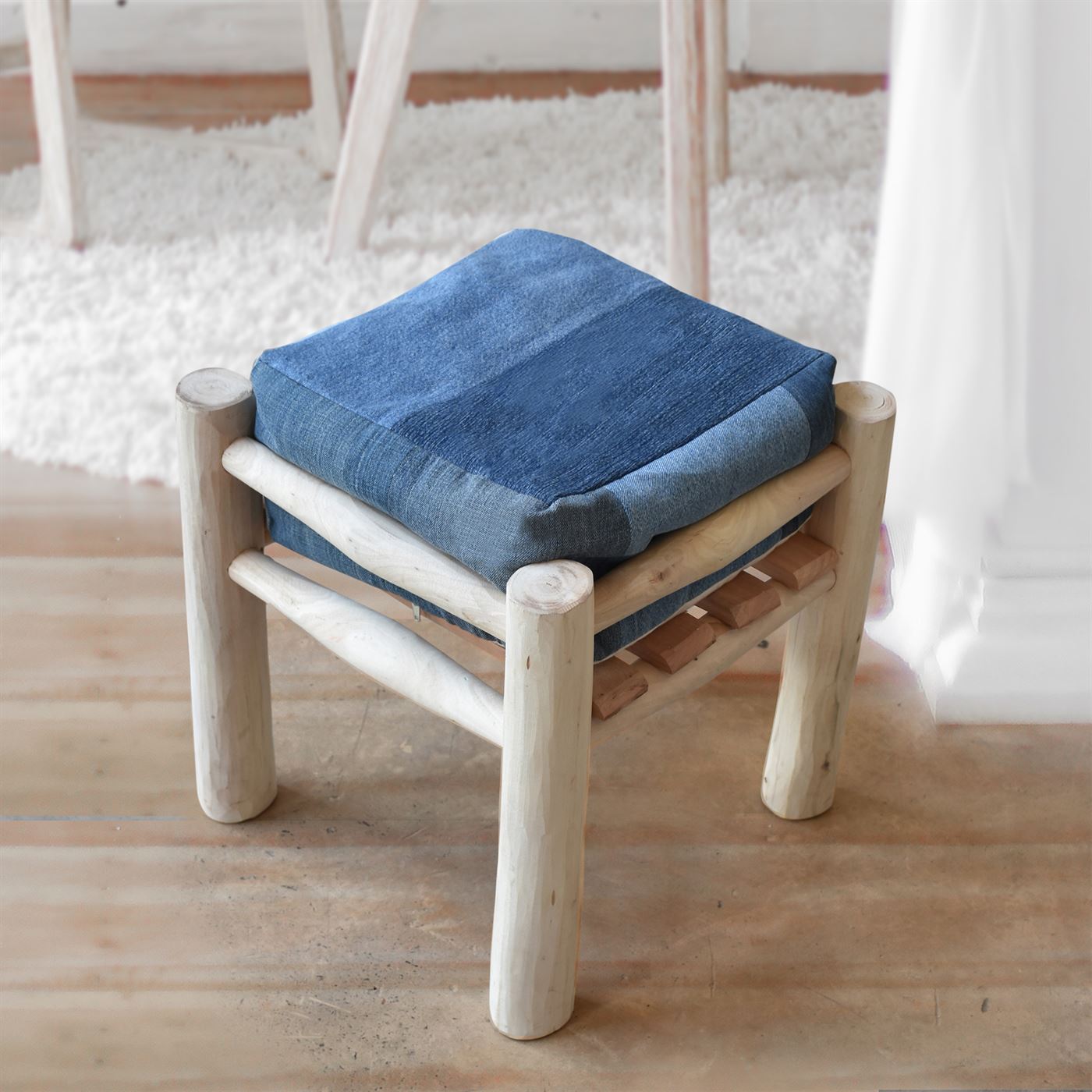 Azer Stool, Denim, Blue 