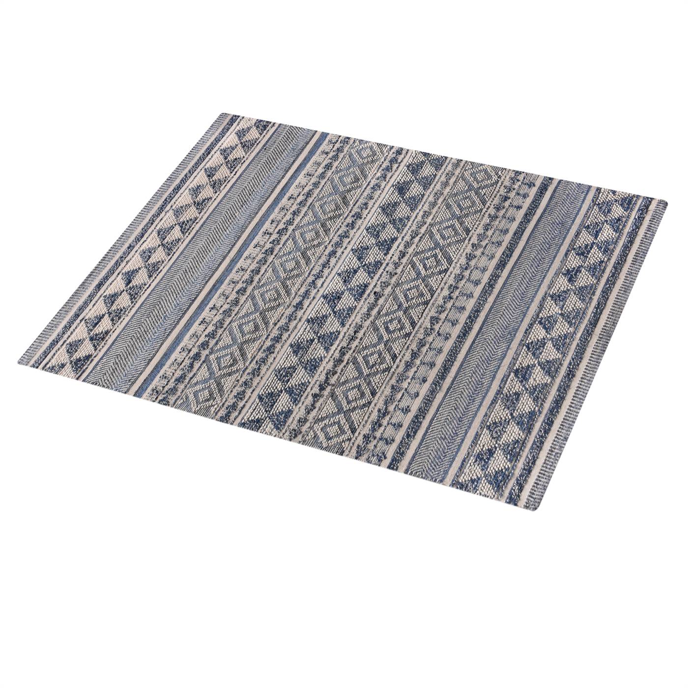 Area Rug, Bedroom Rug, Living Room Rug, Living Area Rug, Indian Rug, Office Carpet, Office Rug, Shop Rug Online, Blue, Natural White , Denim, Wool , Hand Woven , Pitloom, All Loop, Rustic