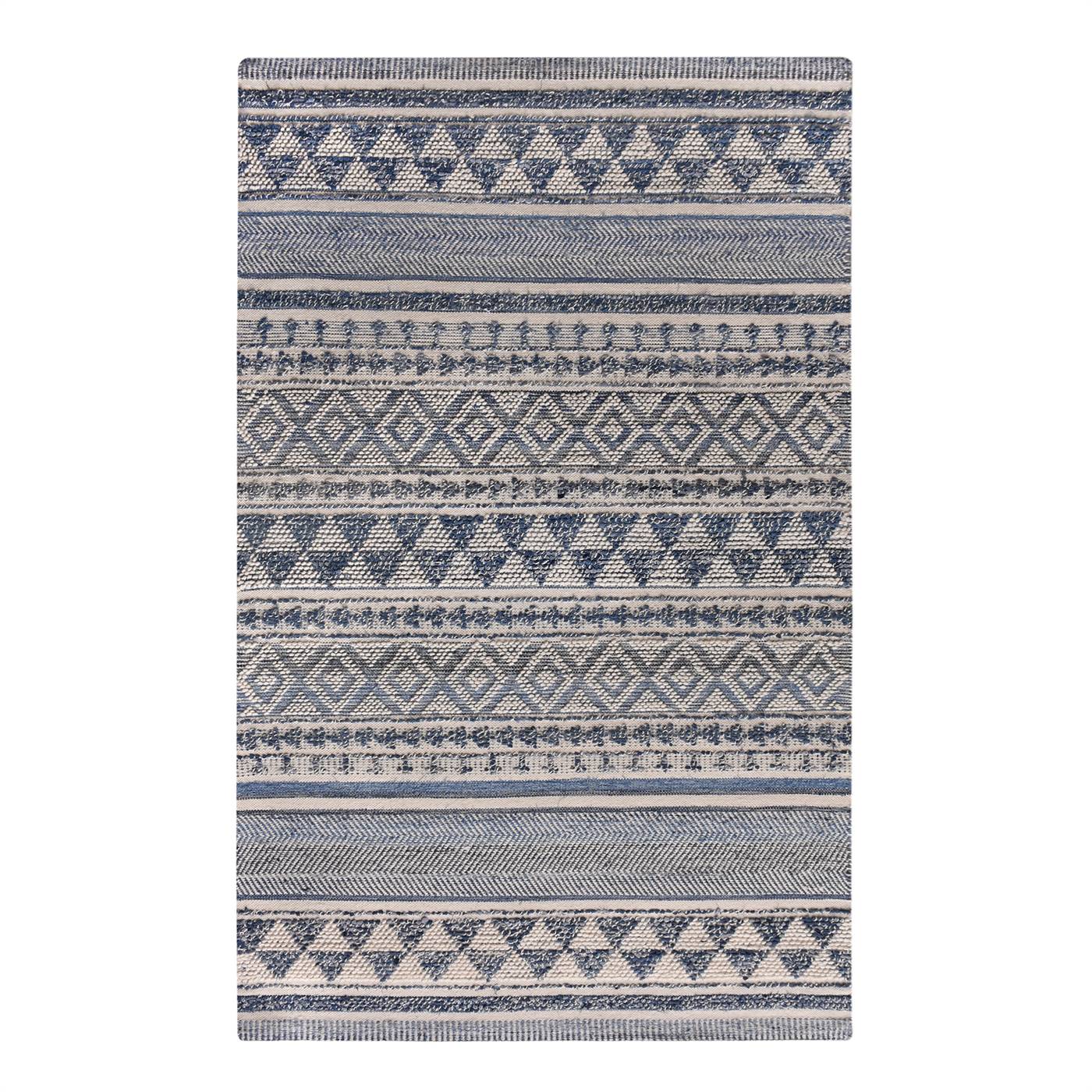 Area Rug, Bedroom Rug, Living Room Rug, Living Area Rug, Indian Rug, Office Carpet, Office Rug, Shop Rug Online, Blue, Natural White , Denim, Wool , Hand Woven , Pitloom, All Loop, Rustic