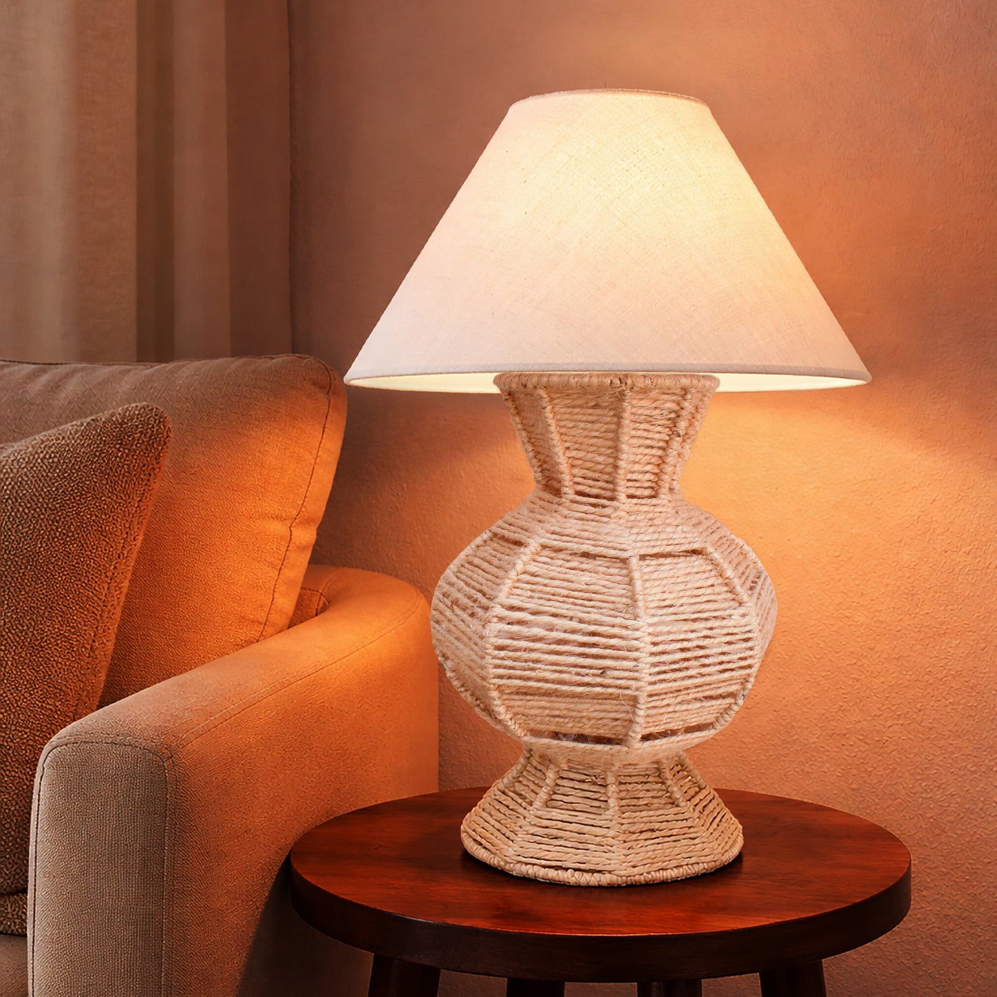 AARVIK TABLE LAMP - BEIGE - HAND MADE - JUTE