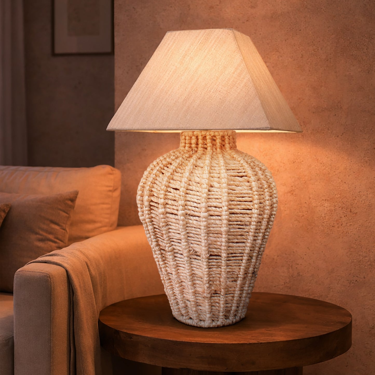 AARYON TABLE LAMP - BEIGE - HAND MADE - JUTE