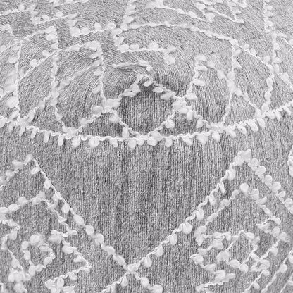 Badden Pouf, Wool, Viscose, Pet, Grey, Jaquard Durry, Flat Weave