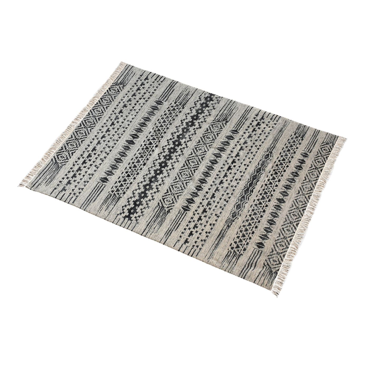 Area Rug, Bedroom Rug, Living Room Rug, Living Area Rug, Indian Rug, Office Carpet, Office Rug, Shop Rug Online, Cotton, Printed, Charcoal, Natural White, Pitloom, Flat Weave, Printed