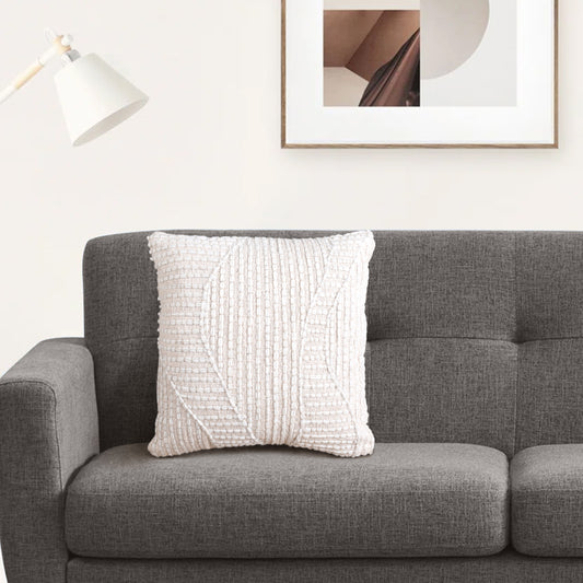BECHET CUSHION - COTTON/WOOL - IVORY - HANDMADE