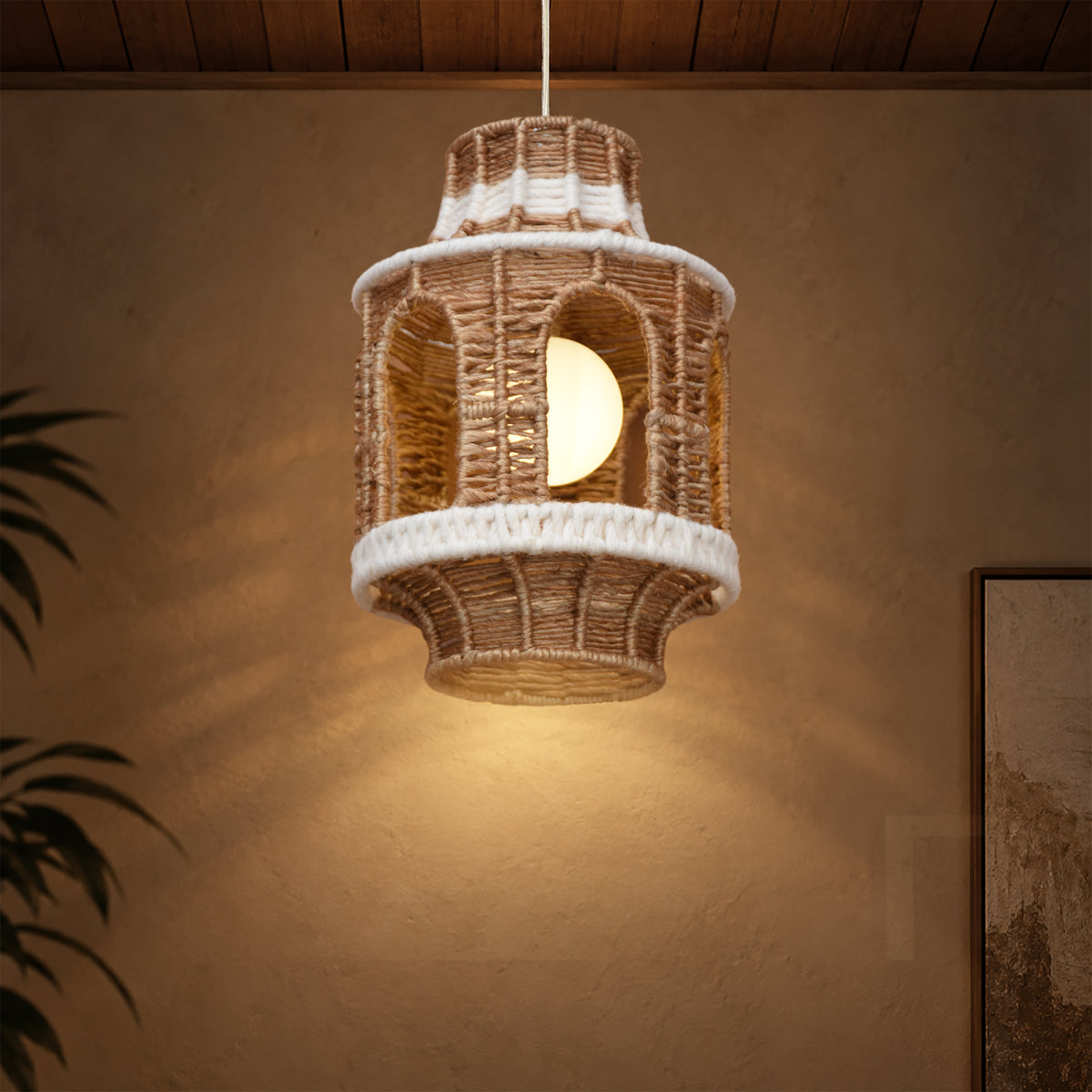 BELORA LAMP - NATURAL/IVORY - HAND MADE - JUTE/WOOL