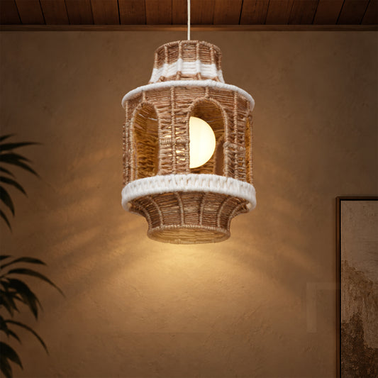 BELORA LAMP - NATURAL/IVORY - HAND MADE - JUTE/WOOL