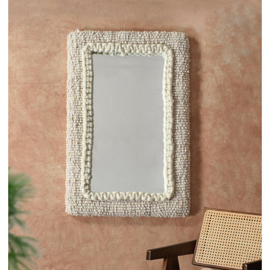 BENTREE-II WALL MIRROR - IVORY - HAND WOVEN - WOOL & MDF