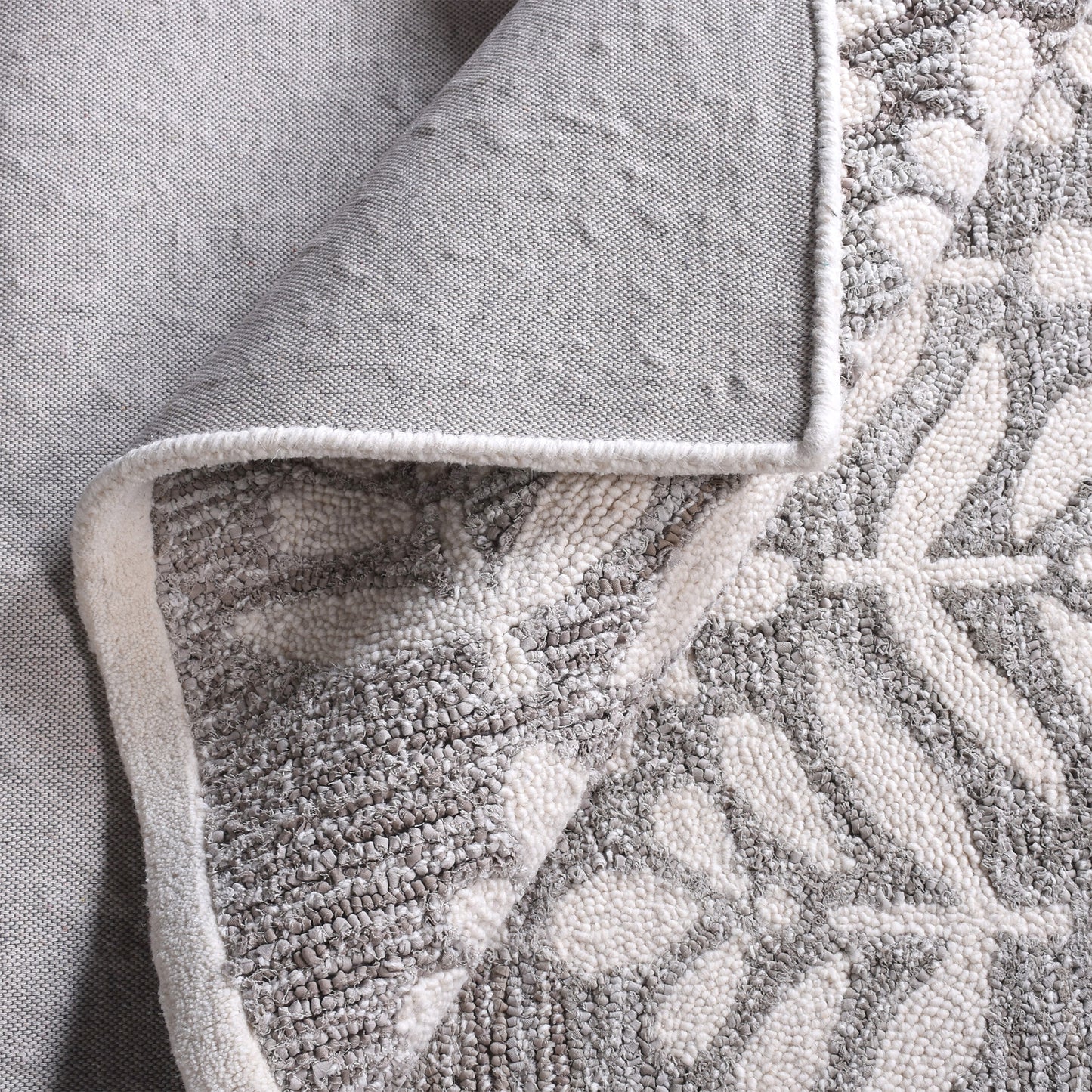 BESAR-II RUG - BEIGE/WHITE - HAND TUFTED - COTTON DENIM/WOOL