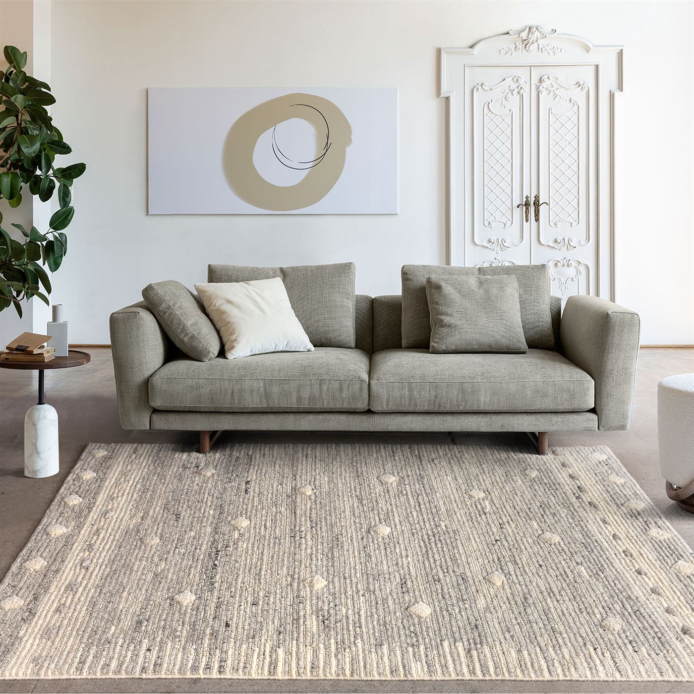 Area Rug, Bedroom Rug, Living Room Rug, Living Area Rug, Indian Rug, Office Carpet, Office Rug, Shop Rug Online, Wool, Grey, Natural White, Punja, Cut And Loop, abstract 