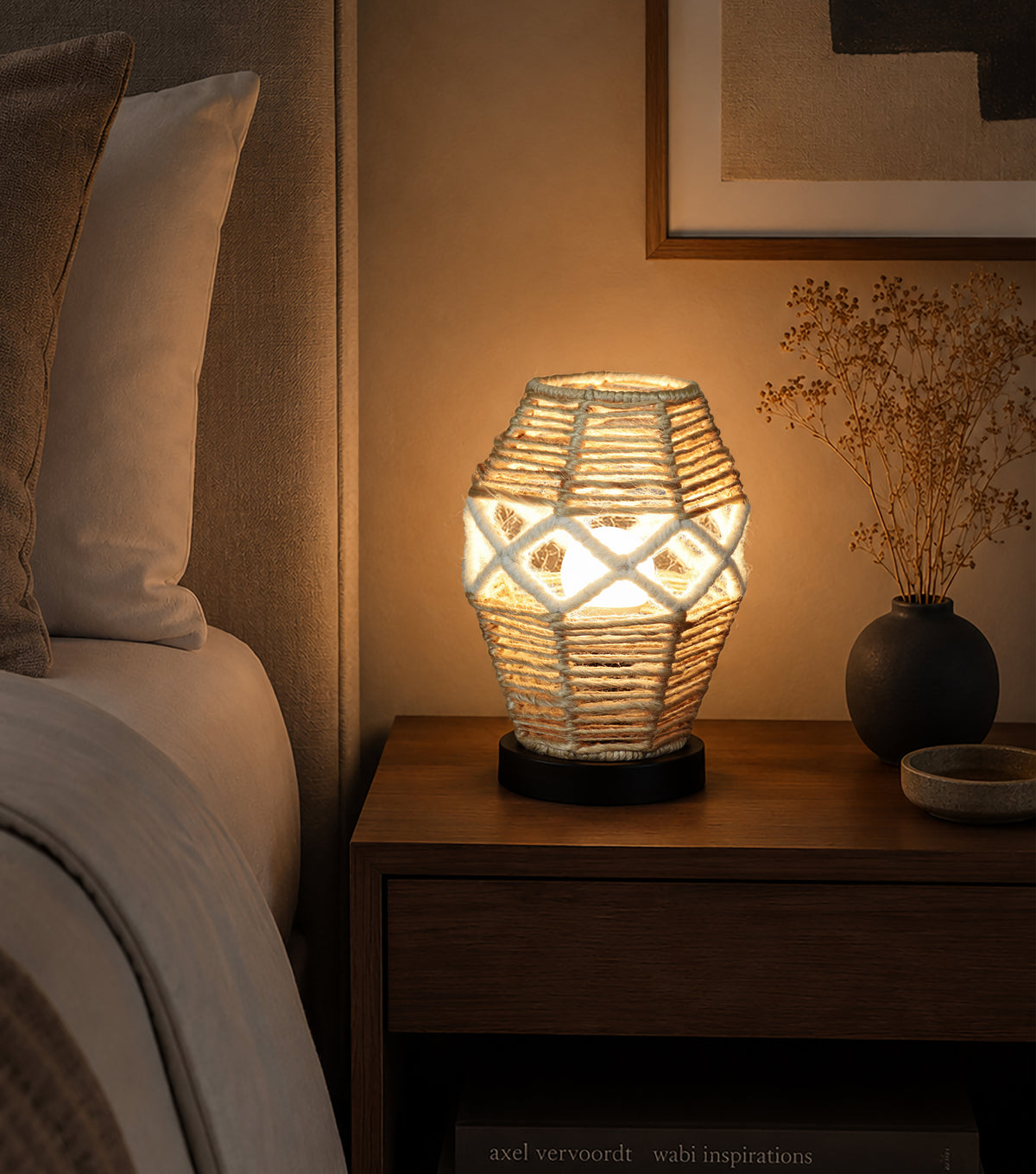 BLUFIN LAMP - NATURAL/IVORY - HAND MADE - JUTE/WOOL