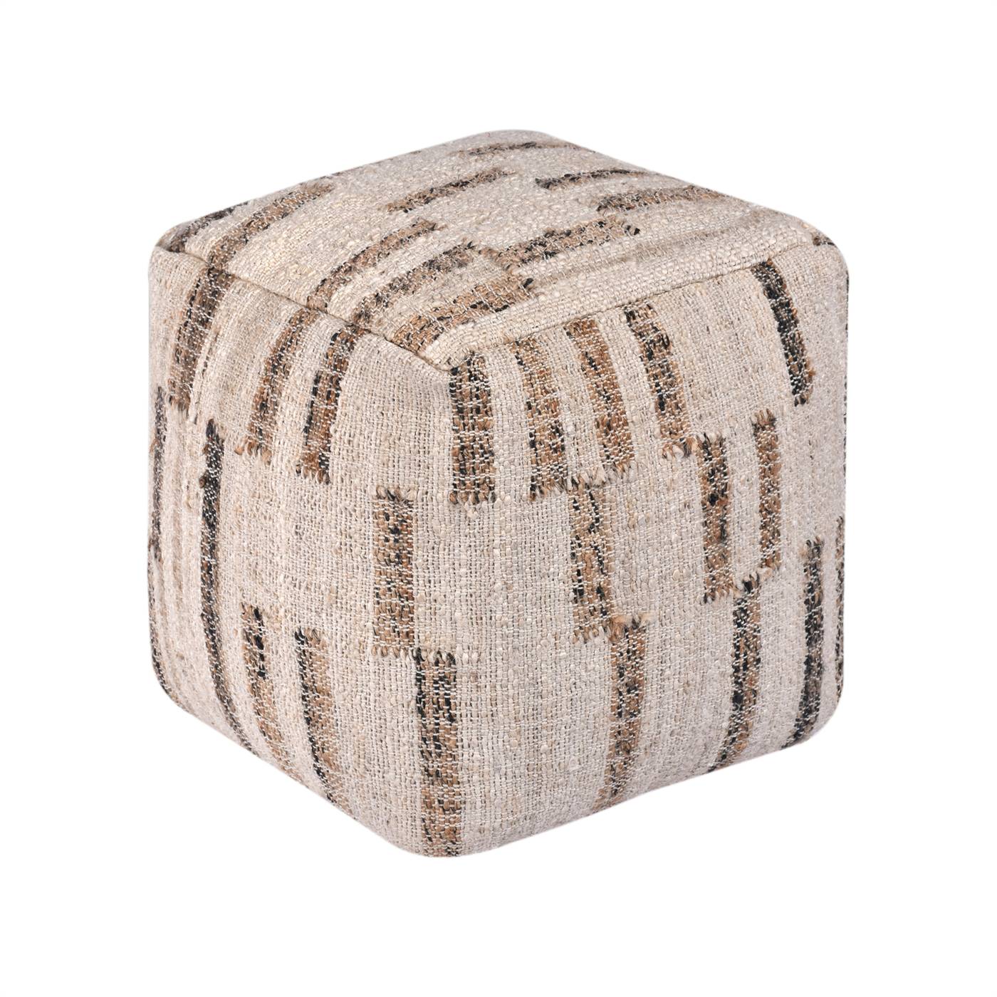 Blythe Pouf, 40x40x40 cm, Natural, Natural White, Jute, Punja Kelim, Punja, Flat Weave