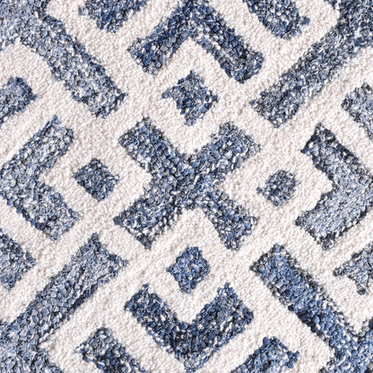 BOESMAN-III RUG - BLUE/IVORY - HAND TUFTED - COTTON DENIM/WOOL