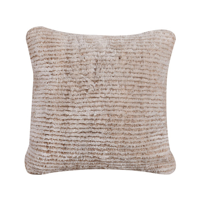 Bony Cushion, 45x45 cm, Natural White, Viscose, Wool, Hand Woven, Handwoven, Cut And Loop