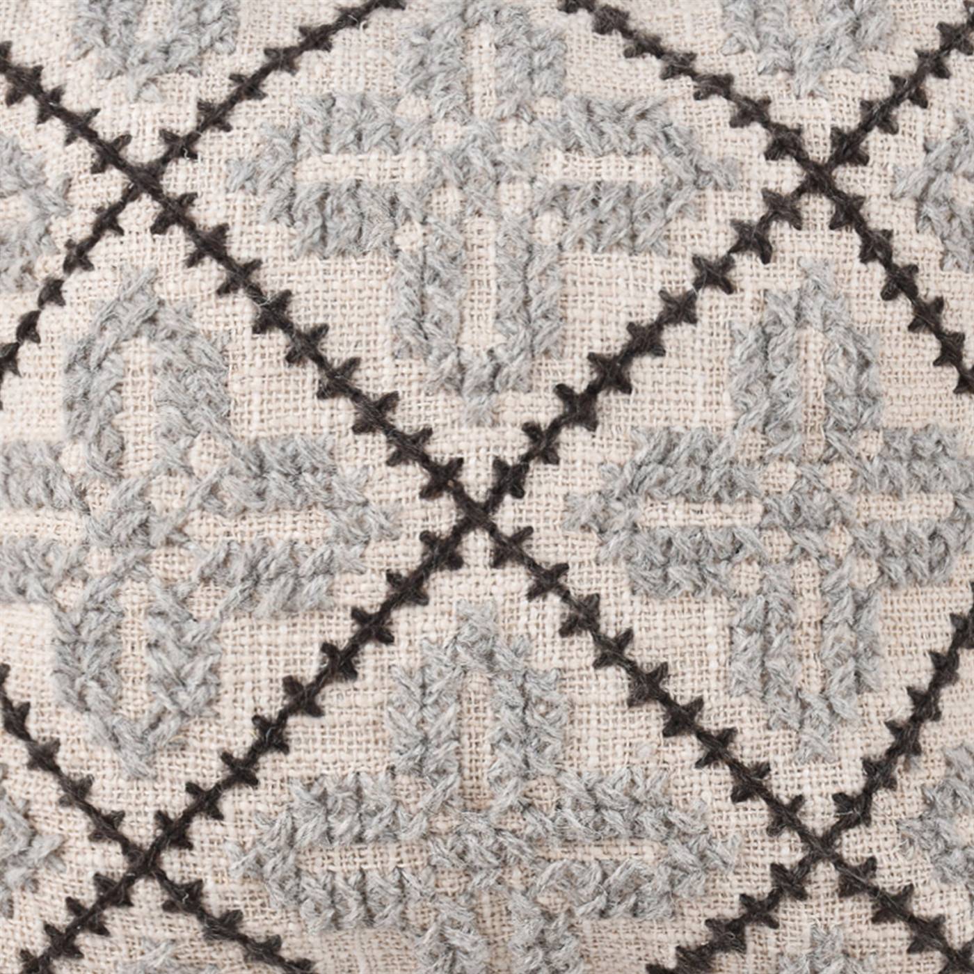 Boricco Cushion, 45x45 cm, Natural White, Grey, Cotton, Wool, Hand Made, Hm Stitching, Flat Weave
