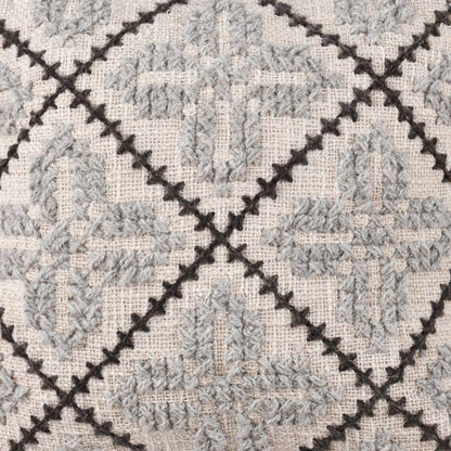 Boricco Cushion, 45x45 cm, Natural White, Grey, Cotton, Wool, Hand Made, Hm Stitching, Flat Weave