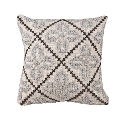 Boricco Cushion, 45x45 cm, Natural White, Grey, Cotton, Wool, Hand Made, Hm Stitching, Flat Weave