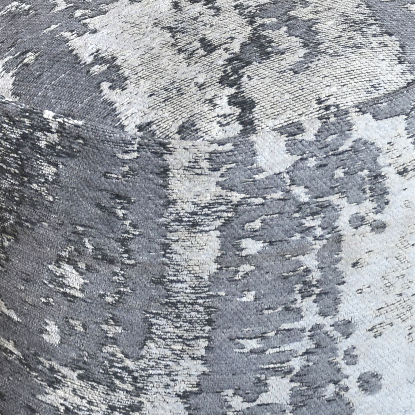 Bovion Pouf, Cotton Chenille, Grey, Jaquard Durry, Flat Weave