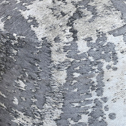 Bovion Pouf, Cotton Chenille, Grey, Jaquard Durry, Flat Weave