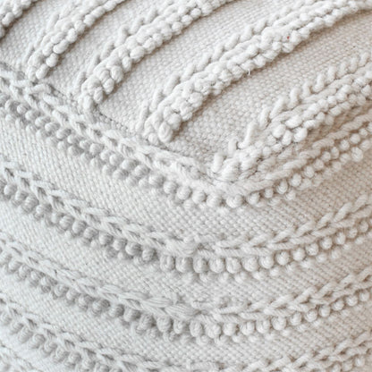 Brady Pouf, Wool, Ecru, Pitloom, All Loop
