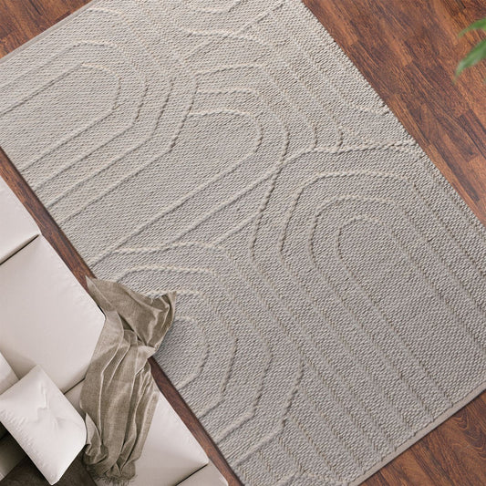 Area Rug, Bedroom Rug, Living Room Rug, Living Area Rug, Indian Rug, Office Carpet, Office Rug, Shop Rug Online, Wool, Cotton, Natural White, Punja, Flat Weave, abstract 