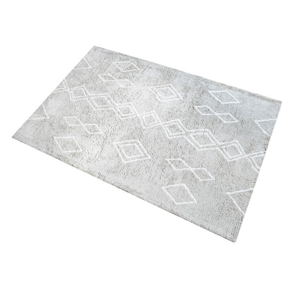 Area Rug, Bedroom Rug, Living Room Rug, Living Area Rug, Indian Rug, Office Carpet, Office Rug, Shop Rug Online, Cotton, Viscose, Silver, Natural White, Bm Fn, Cut And Loop, geometric 