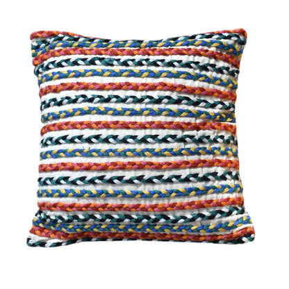 Bridin Pillow, Pet, Natural White, Multi, Hm Stitching, Flat Weave