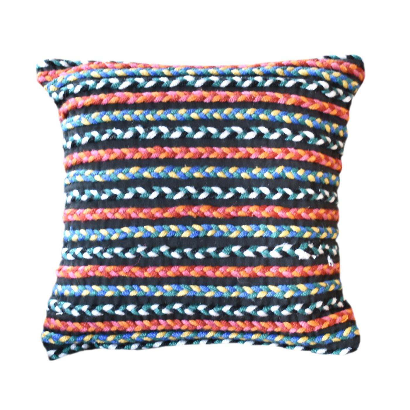 Bridin Pillow, Pet, Charcoal, Multi, Hm Stitching, Flat Weave