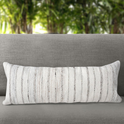 BRUCK LUMBER CUSHION - IVORY/GREY - HANDWOVEN - WOOL/POLYESTER