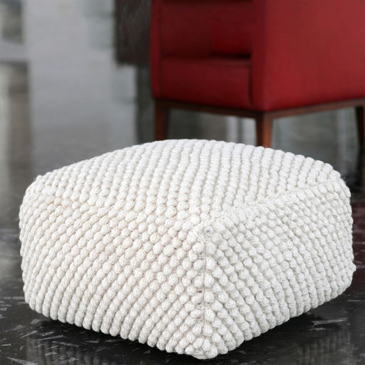 Bubble Pouf, Wool, Natural White, Hm Knitted, All Loop