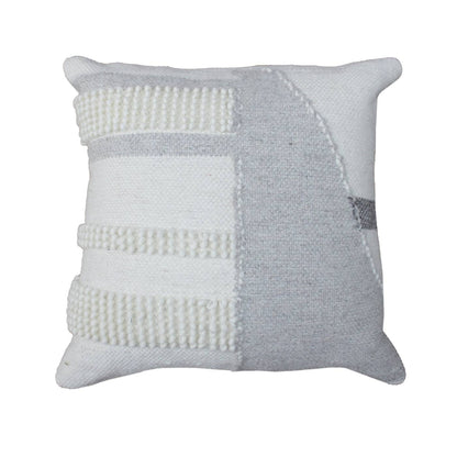 Buchan Cushion, 56x56 cm, Natural White, Grey, Wool, Hand Woven, Pitloom, All Loop