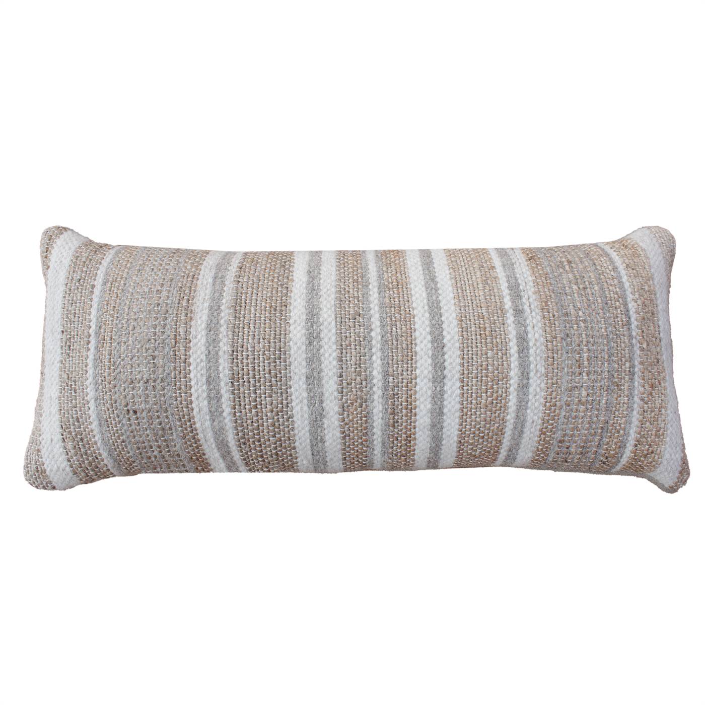 Burdick Lumber Cushion, 36x91 cm, Natural, Natural White, Grey, Jute, Wool, Hand Woven, Pitloom, Flat Weave