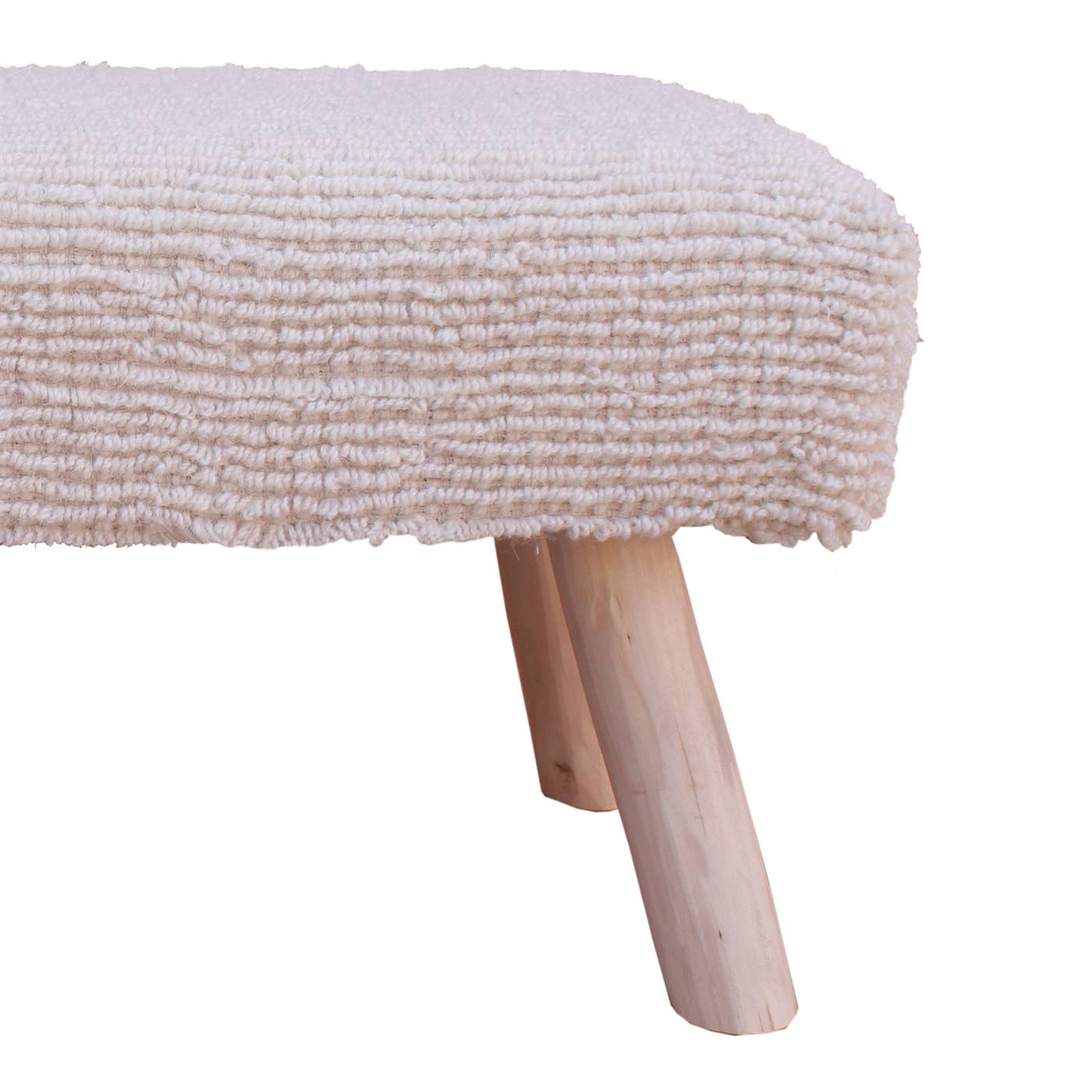 Burliegh Bench, 80x30x40 cm, Natural White, Wool, Hand Woven, Handwoven, All Loop