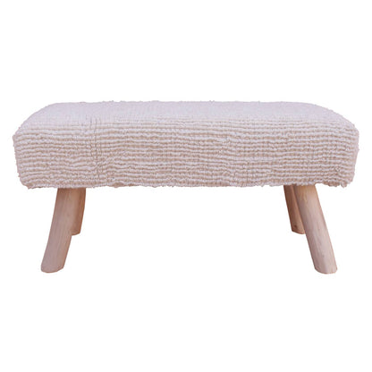 Burliegh Bench, 80x30x40 cm, Natural White, Wool, Hand Woven, Handwoven, All Loop