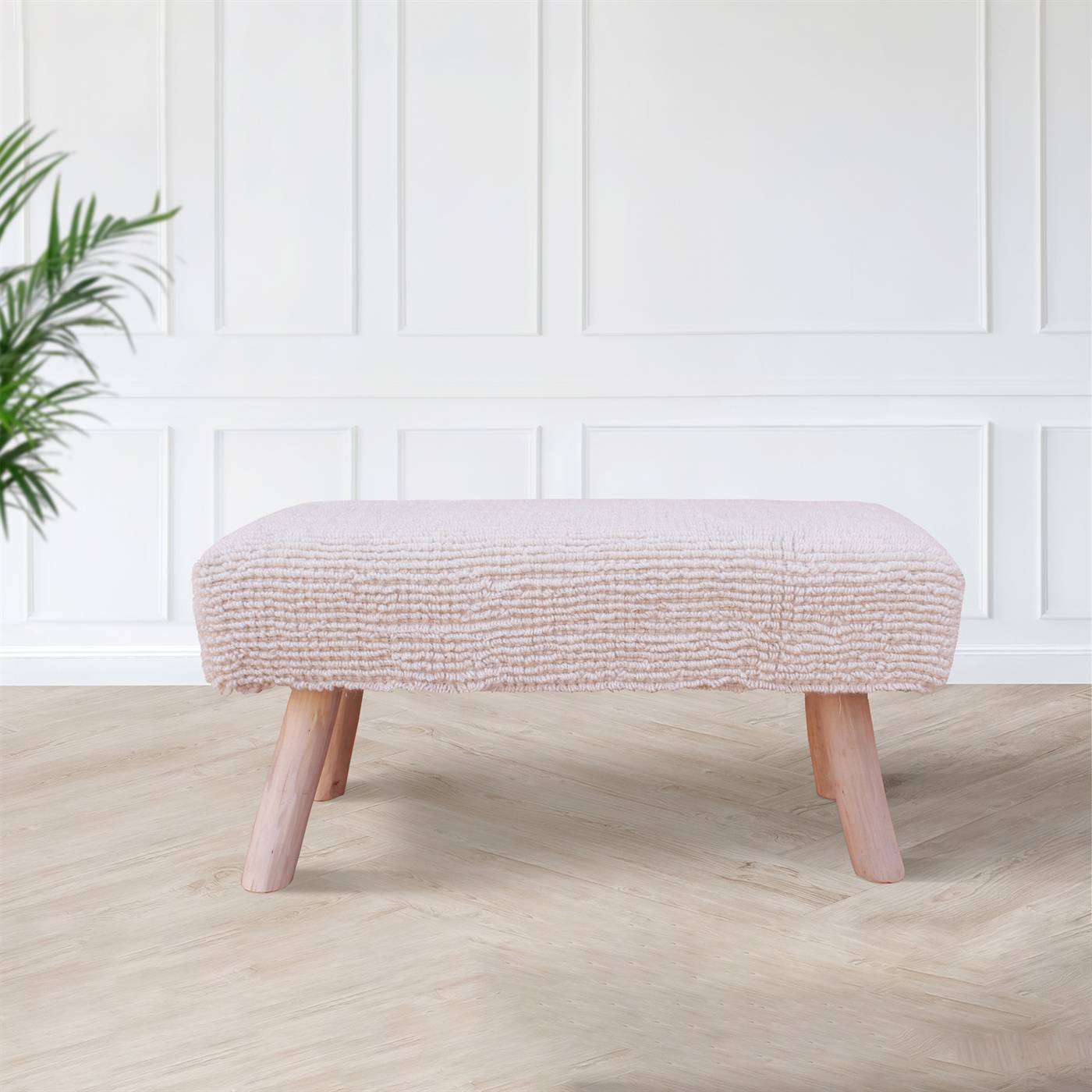 Burliegh Bench, 80x30x40 cm, Natural White, Wool, Hand Woven, Handwoven, All Loop