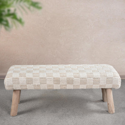 BUZI BENCH - IVORY - HAND WOVEN - WOOL/JUTE
