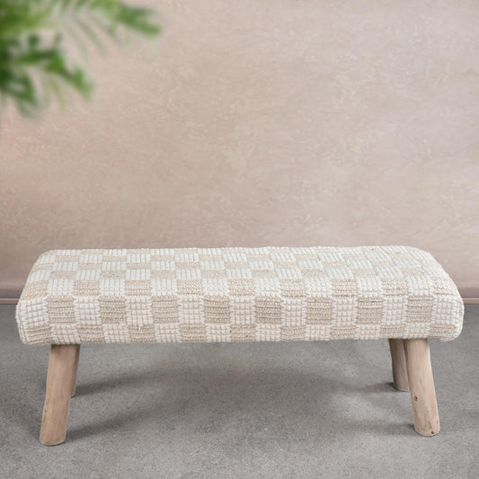 BUZI BENCH - IVORY - HAND WOVEN - WOOL/JUTE