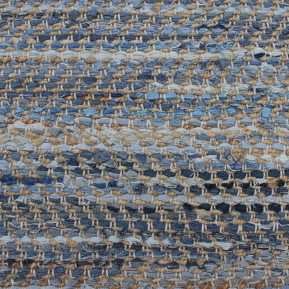 Area Rug, Bedroom Rug, Living Room Rug, Living Area Rug, Indian Rug, Office Carpet, Office Rug, Shop Rug Online, Recycled Denim Fabric, Hemp, Natural Blue, Pitloom, Flat Weave, Plain
