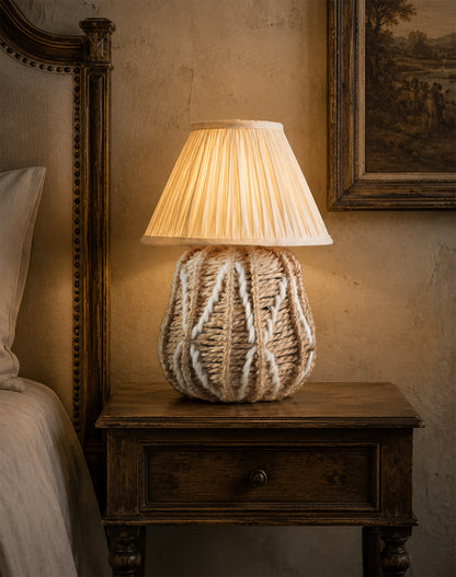 BIRKA TABLE LAMP - NATURAL/IVORY - HAND MADE - JUTE/WOOL