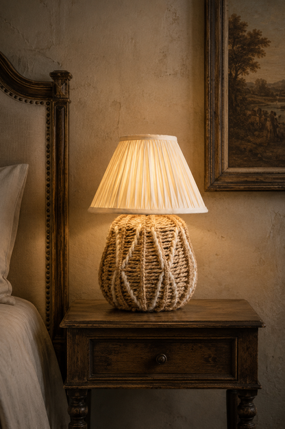 BIRKA TABLE LAMP - NATURAL/IVORY - HAND MADE - JUTE/WOOL