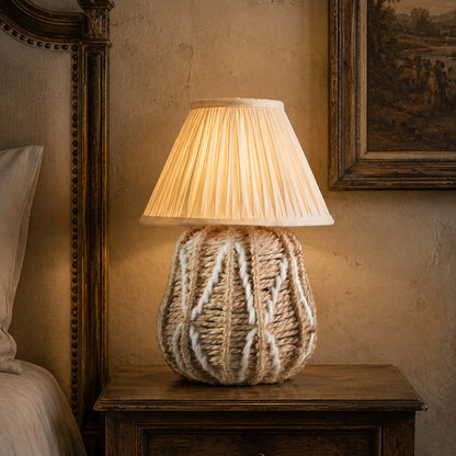 BIRKA TABLE LAMP - NATURAL/IVORY - HAND MADE - JUTE/WOOL