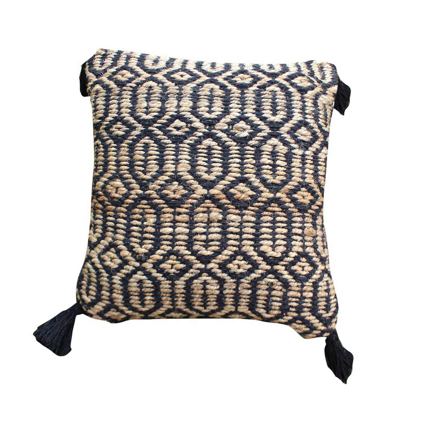 Cabos Pillow, Hemp, Cotton, Natural, Charcoal, Pitloom, Flat Weave