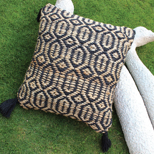 Cabos Pillow, Hemp, Cotton, Natural, Charcoal, Pitloom, Flat Weave