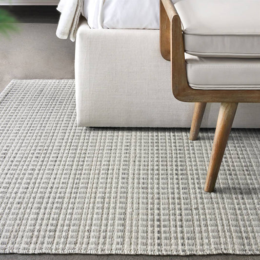 Area Rug, Bedroom Rug, Living Room Rug, Living Area Rug, Indian Rug, Office Carpet, Office Rug, Shop Rug Online, Natural White, Grey, Wool, Hand Woven, Pitloom, Flat Weave, Textured 