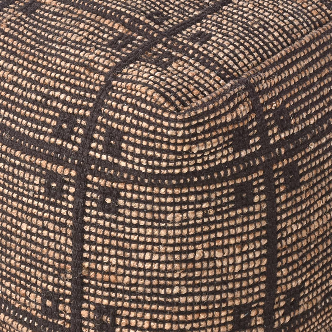 Camotes Pouf, 40x40x40 cm, Natural, Brown, Jute, Cotton, Hand Woven, Pitloom, Flat Weave